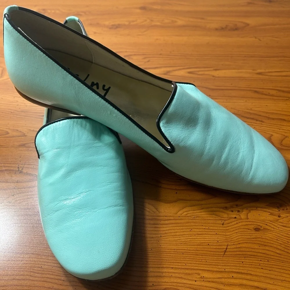 French Sole FS/NY Green Leather Ballet Flats